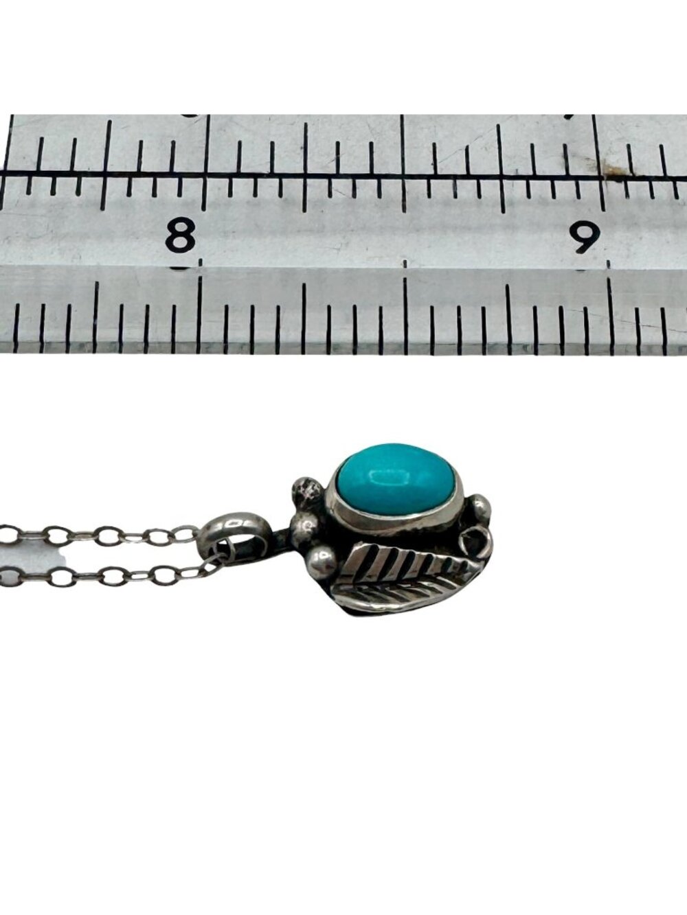 Native American Turquoise Sterling Pendant Necklace 16" Signed by Artist - Picture 11 of 13